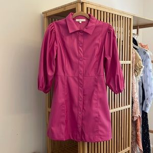 Pink faux leather dress
